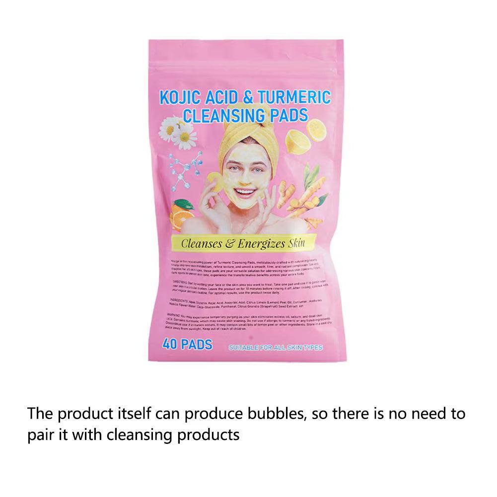 Glowclean™ Kojic Acid & Turmeric Exfoliating Pads – 40/50Pcs Daily Facial Cleansing & Skin Care