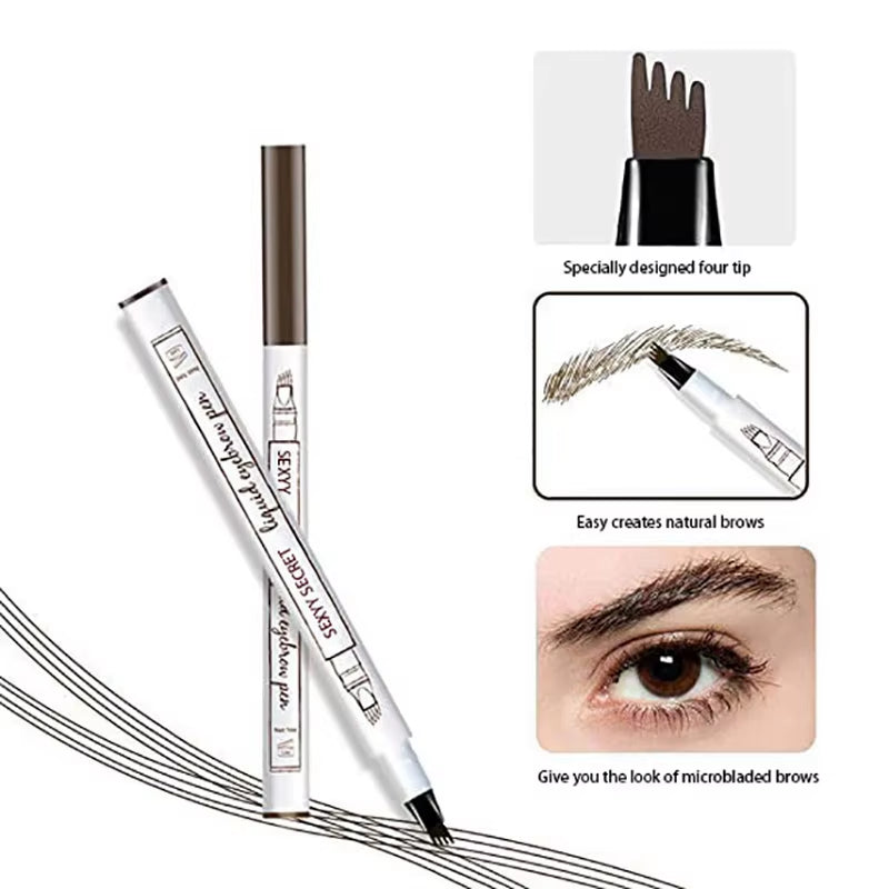 4-Tip Microblading Eyebrow Pen for Flawless, Waterproof Definition