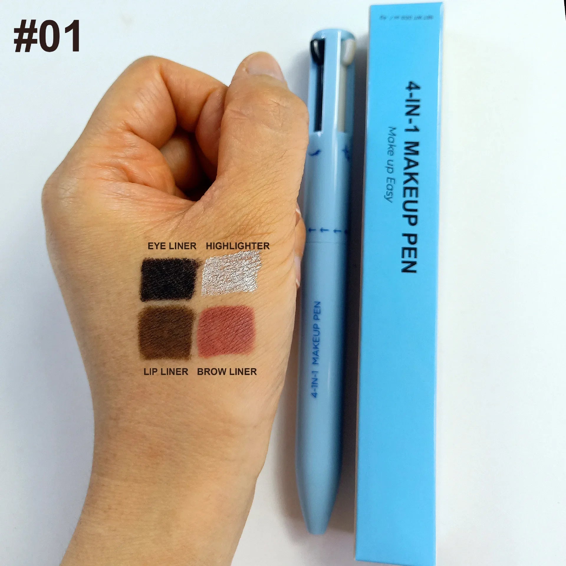 Glamdefine™ 4-In-1 Precision Makeup Pen – Eyeliner, Eyebrow, Contour & Lip Liner in One Long-Lasting Waterproof Tool