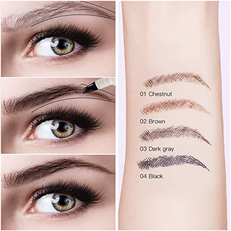 4-Tip Microblading Eyebrow Pen for Flawless, Waterproof Definition