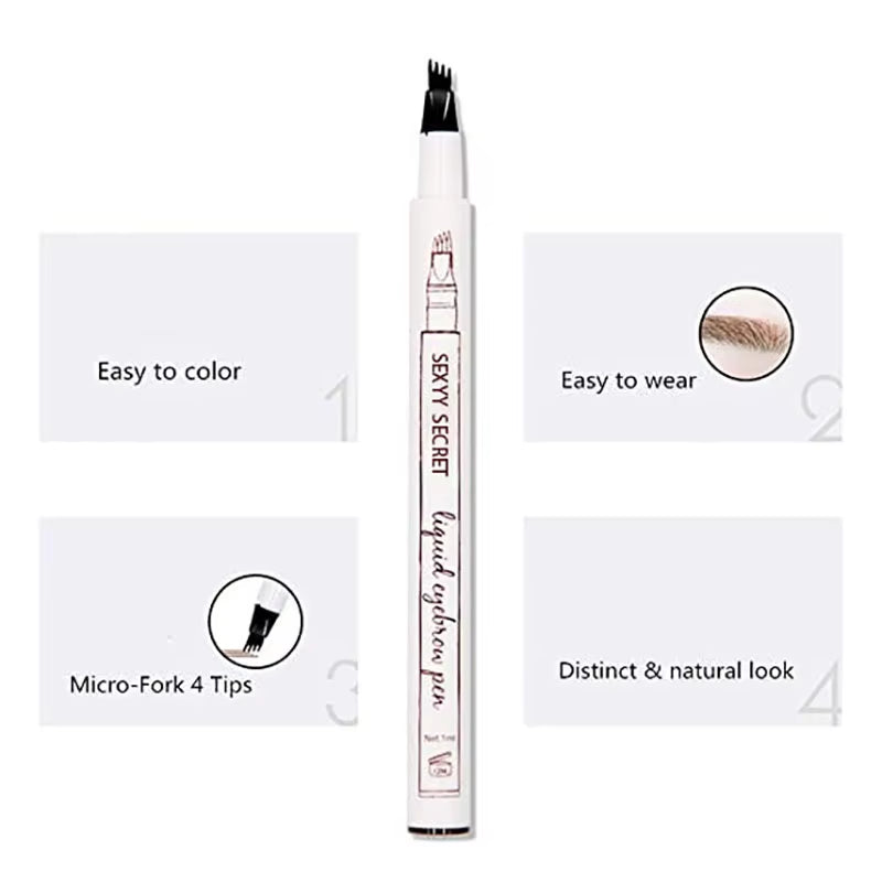 4-Tip Microblading Eyebrow Pen for Flawless, Waterproof Definition